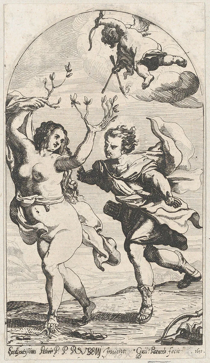Daphne fleeing from Apollo, with Cupid overhead — Peter Paul Rubens|Cornelis de Vos|Willem Panneels