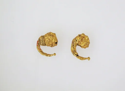 Earring with head of lion, pair