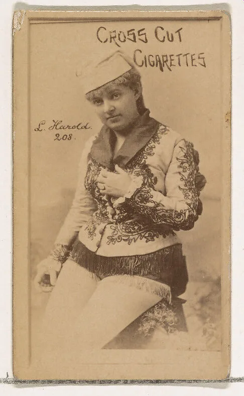 Card Number 208, L. Harold, from the Actors and Actresses series (N145-1) issued by Duke Sons & Co. to promote Cross Cut Cigarettes — W. Duke, Sons & Co.