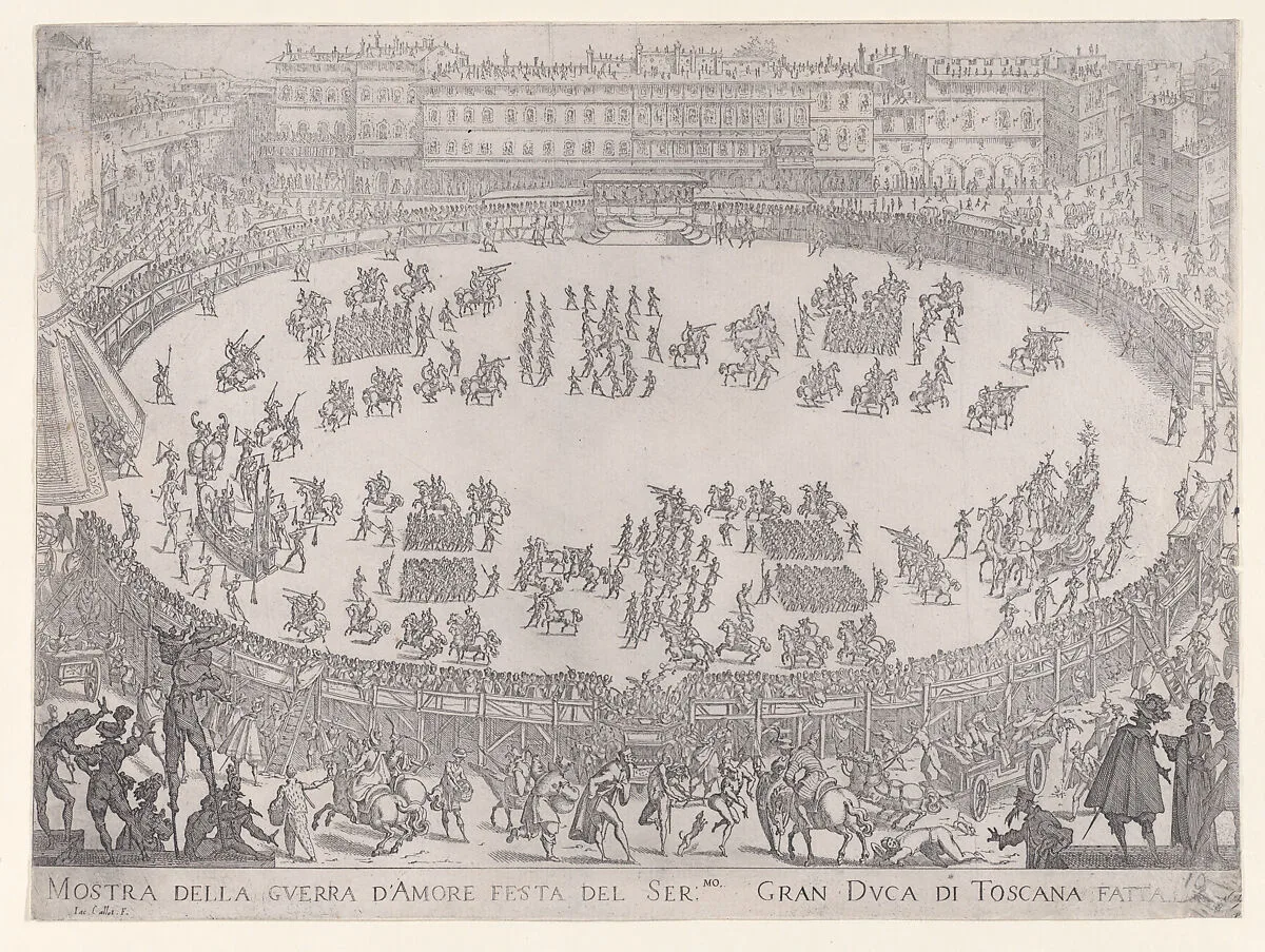 Le Défilé Entrée des Chars de l'Afrique et de l'Aise (The Entrance Parade of the Chariots of Africa and Asia), from La Guerre d'Amour (Guerra d'Amore) (War of Love) — Jacques Callot
