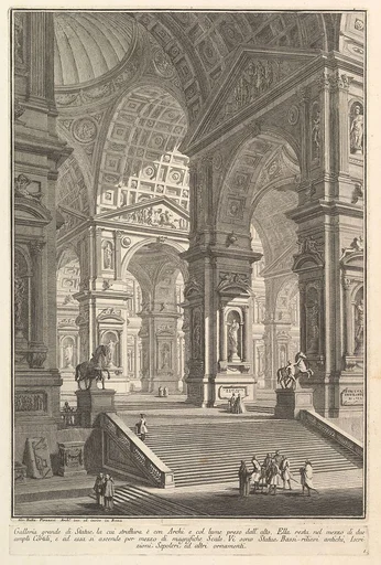 Large sculpture gallery built on arches and lit from above... (Galleria grande di Statue, la cui struttura è con Archi e col lume preso dall'alto...), from "Prima Parte di Architettura, e Prospettive"