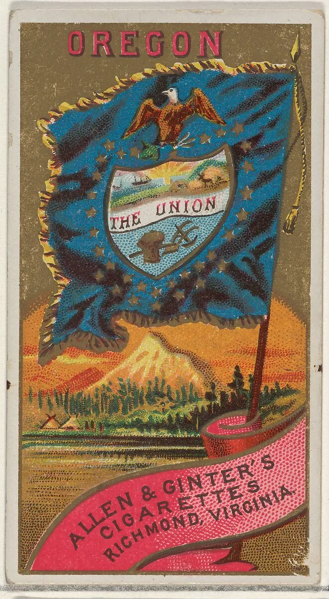 Oregon, from Flags of the States and Territories (N11) for Allen & Ginter Cigarettes Brands — Allen & Ginter