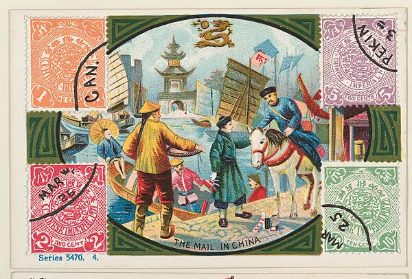 The Mail in China, bakery card from the Stamps and Mail Carriers of All Nations series (D73), issued by the Rochester Baking Company — Rochester Baking Company