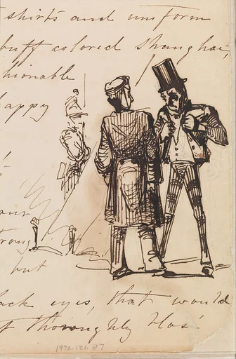 Three Men (Sketch in Lower Right Hand Corner of Handwritten Journal (from Sketchbook)