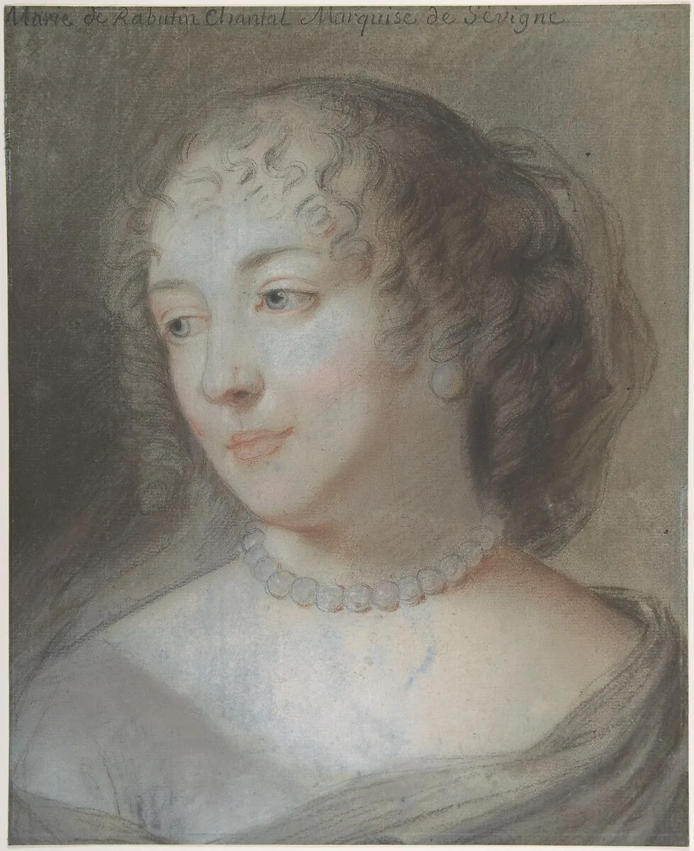 Portrait of Marie de Rabutin-Chantal, Marquise de Sévigné — Claude Lefèbvre|Robert Nanteuil