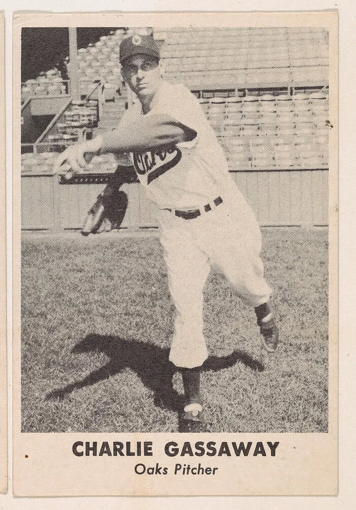 Charlie Gassaway, Oaks Pitcher, from the Oakland Baseball Players (Oaks) series (D317), issued by Sunbeam Bread and Remar Bread — Sunbeam Bread|Remar Baking Company