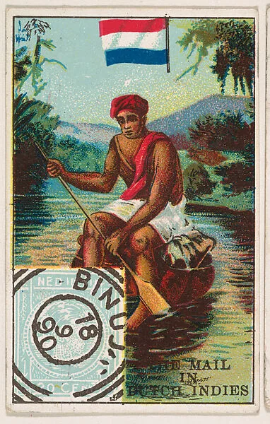 The Mail in Dutch Indies, bakery card from the Stamps and Mail Carriers of All Nations series (D73), issued by the Rochester Baking Company — Rochester Baking Company