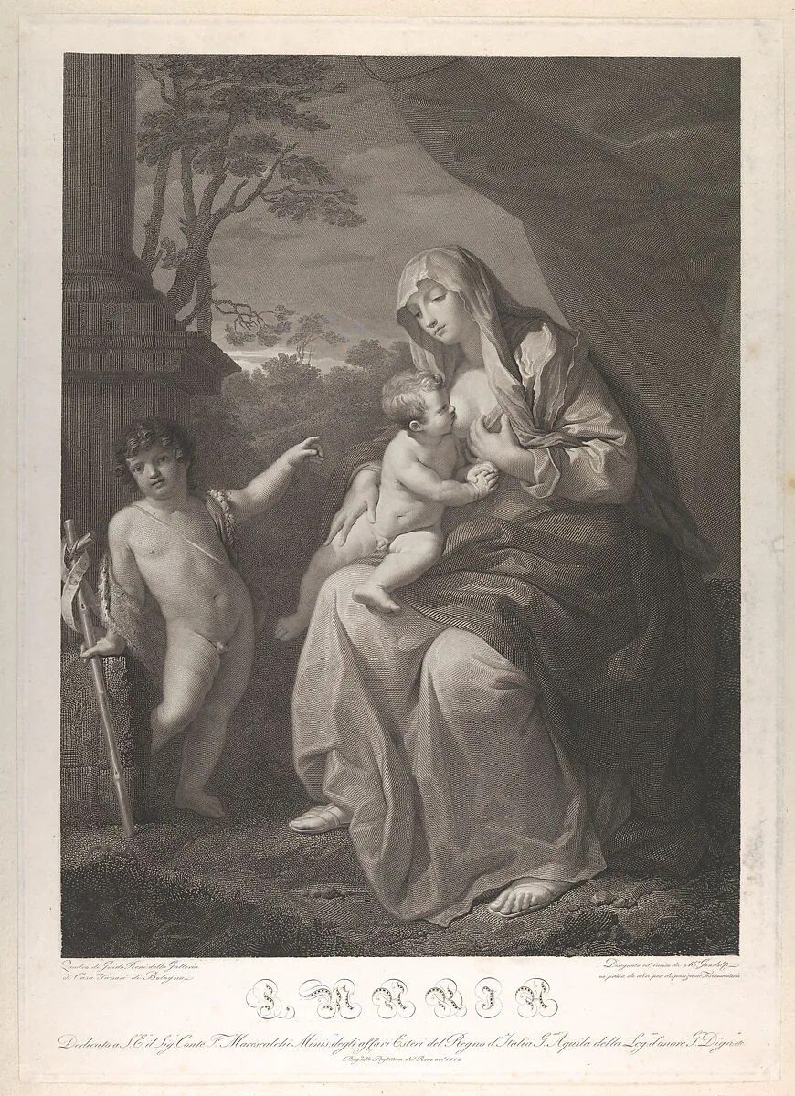 The Virgin suckling the infant Christ, the young Saint John the Baptist standing at left, after Reni — Guido Reni|Mauro Gandolfi