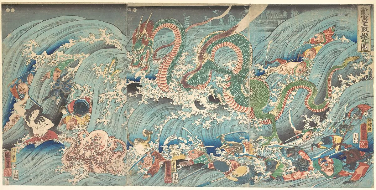 Ryugu Tamatori Hime no su|Recovering the Stolen Jewel from the Palace of the Dragon King — Utagawa Kuniyoshi