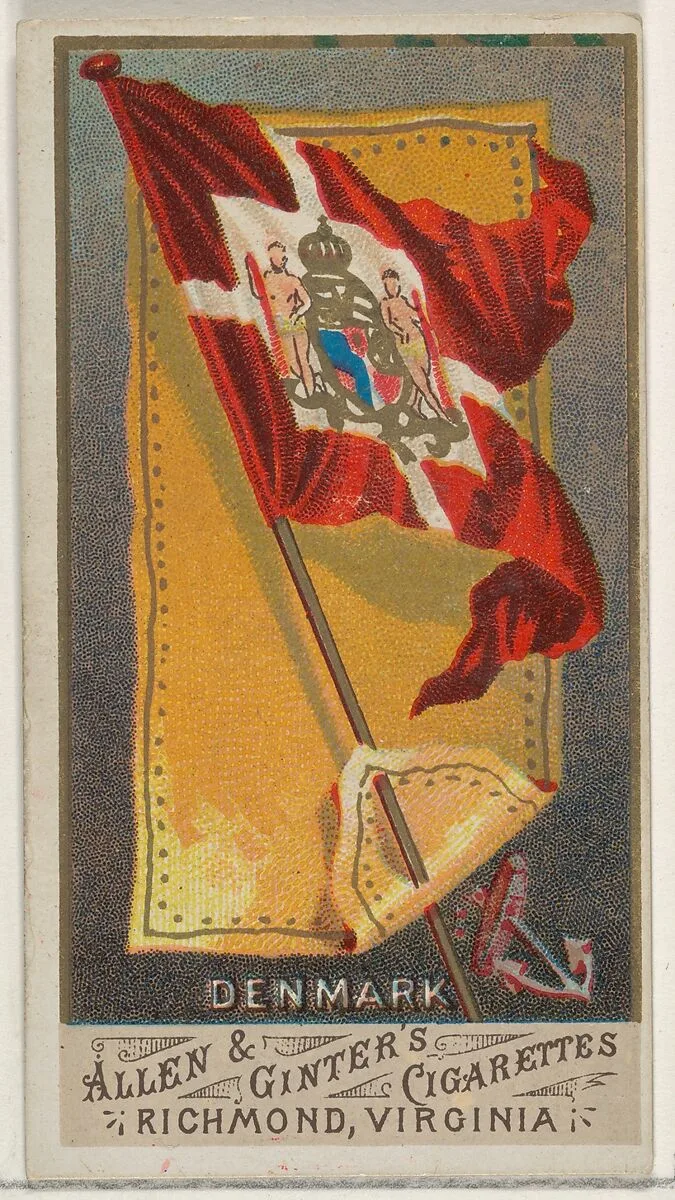 Denmark, from Flags of All Nations, Series 1 (N9) for Allen & Ginter Cigarettes Brands — Allen & Ginter