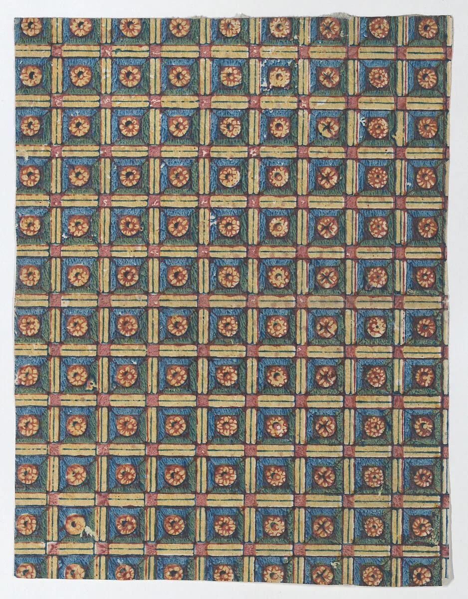 Sheet with overall geometric pattern with rosettes — Anonymous|Remondini Family