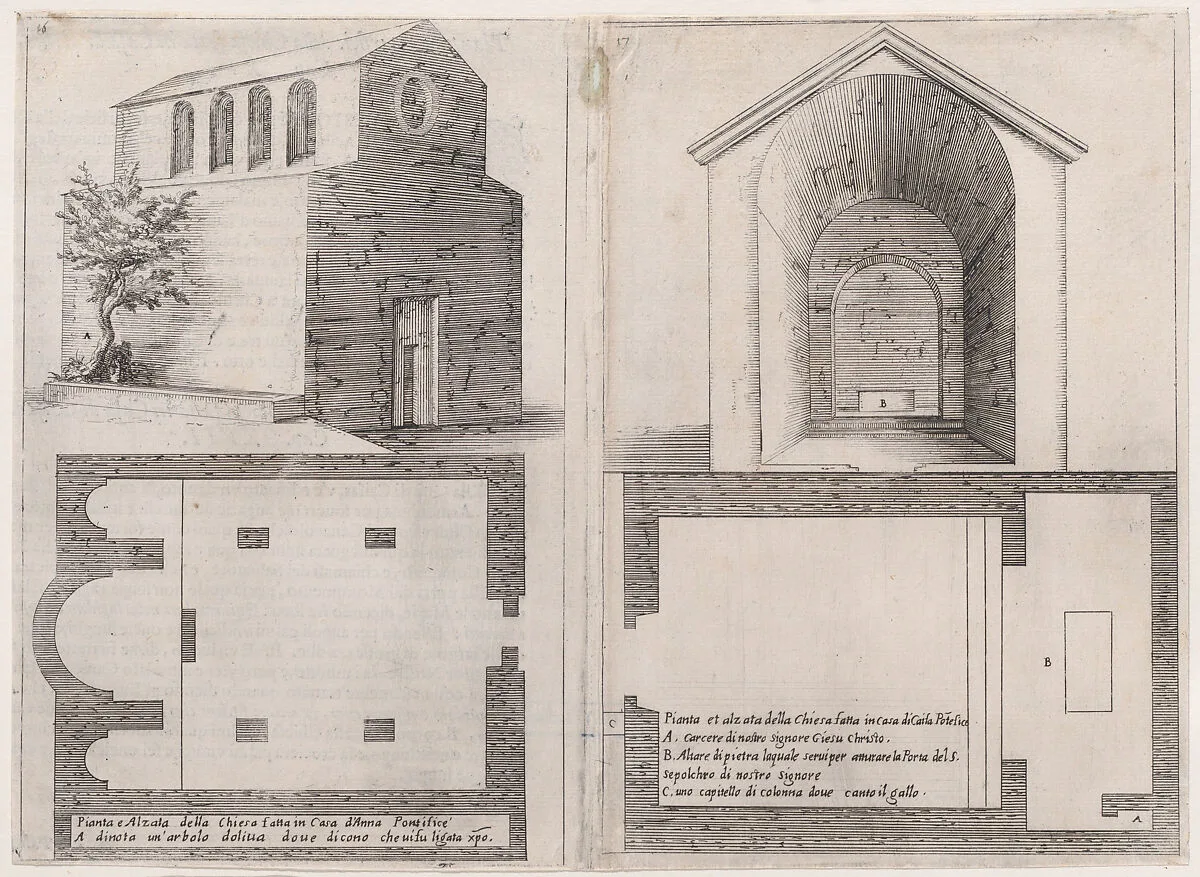 12th and 13th Plates, from Trattato delle Piante & Immagini de Sacri Edifizi di Terra Santa (Treatise of the Plans & Images of the Sacred Buildings of the Holy Land) — Jacques Callot|Bernardino Amico|Pietro Cecconcelli