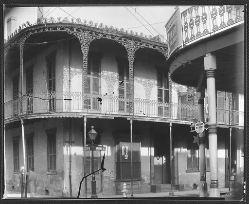 [Corner House with Cast-Iron Balcony, New Orleans, Louisiana]