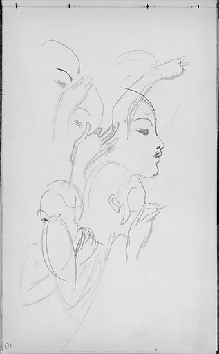 Heads and Faces of Javanese Dancers (from Sketchbook of Javanese Dancers)