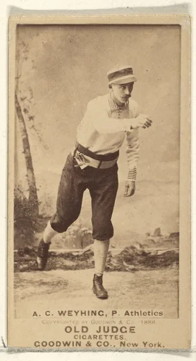 A.C. Weyhing, Pitcher, Philadelphia Athletics, from the Old Judge series (N172) for Old Judge Cigarettes