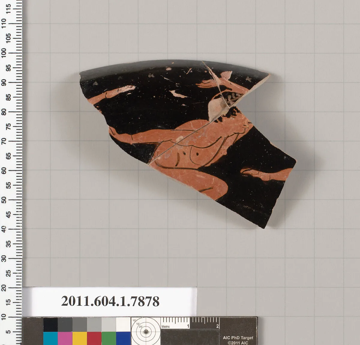 Terracotta rim fragment of a kylix (drinking cup) — Veii Painter