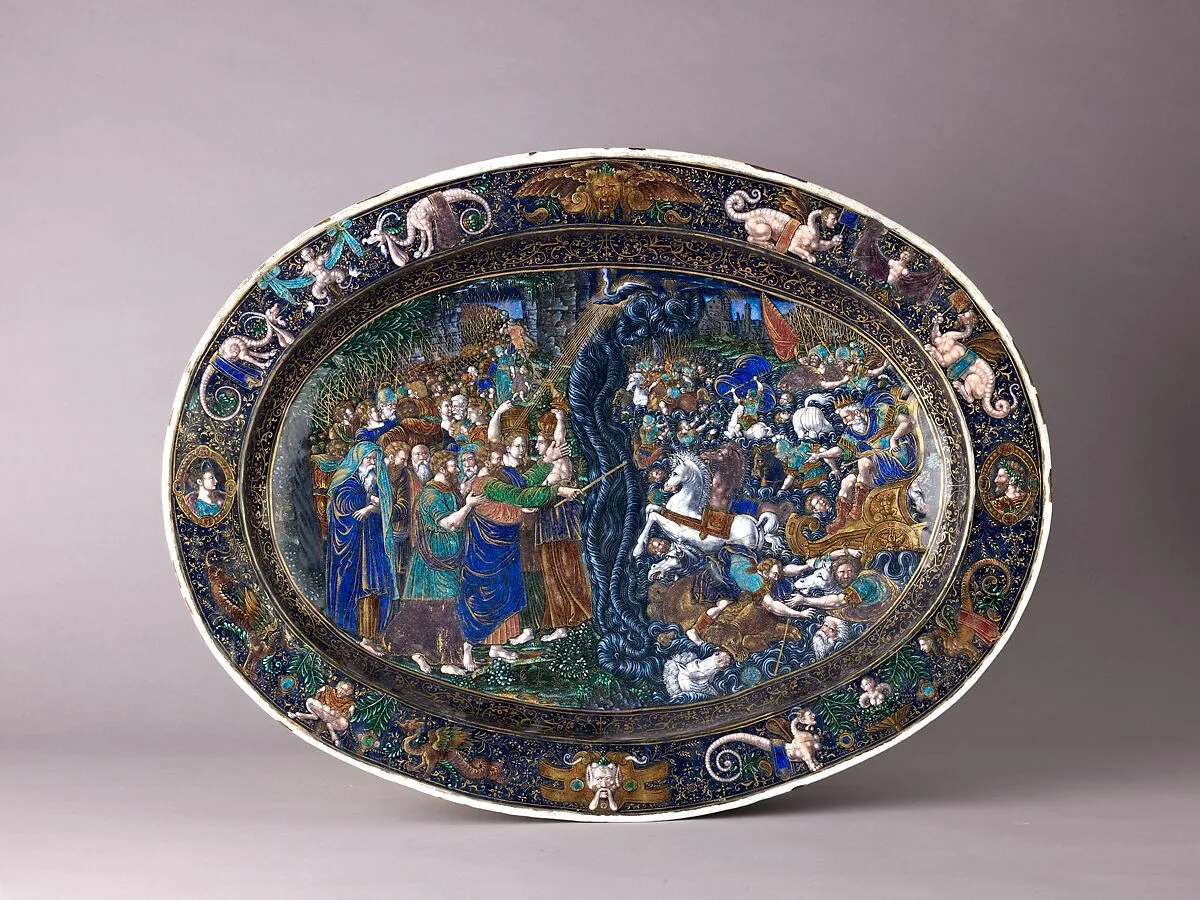 Dish: The Destruction of the Hosts of Pharaoh — Master IC (probably Jean Court)|Jean Cour (or Court)