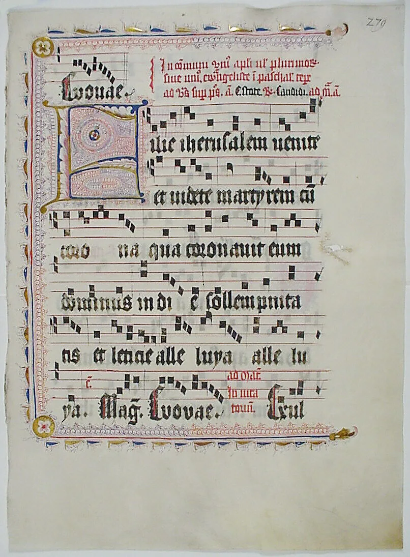Manuscript Leaf with Initial F, from an Antiphonary — Unknown