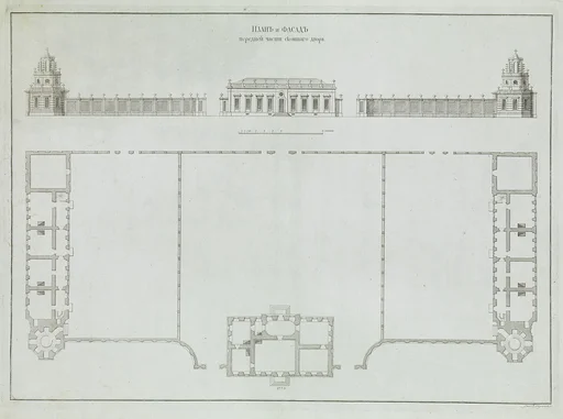 Elevation and Plan of a Small Building from the series Russian Palaces and Gardens