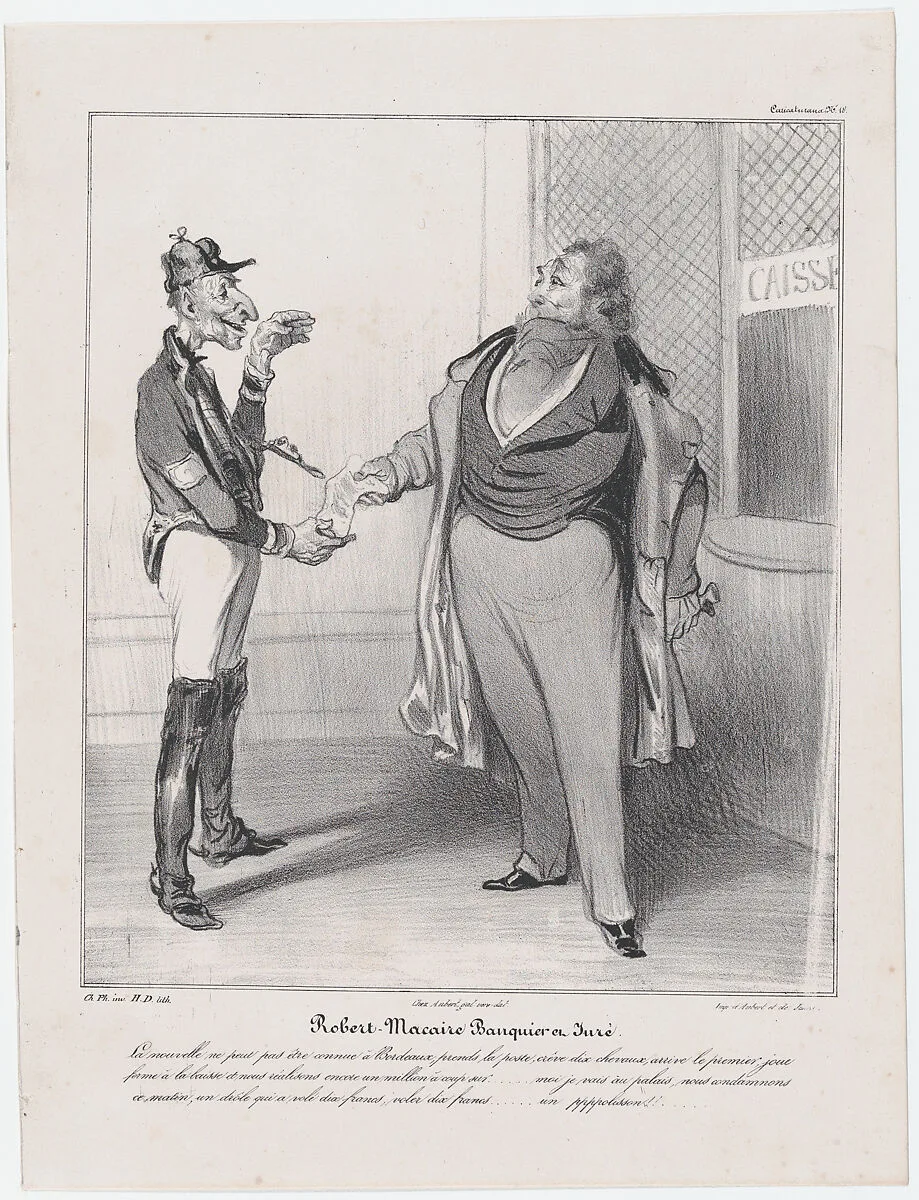Plate 18: Robert Macaire, banker and juror, from 'Caricaturana,' published in Les Robert Macaires — Junca|Aubert et Cie|Charles Philipon|Aubert et Cie|Honoré Daumier