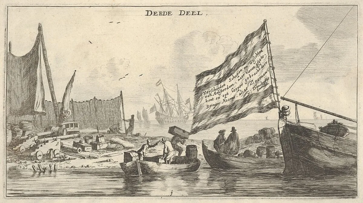 "A Seaport," title page from "Various Ships and Views of Amsterdam, part III" — Reinier Nooms, called Zeeman|Cornelis Danckertsz. I