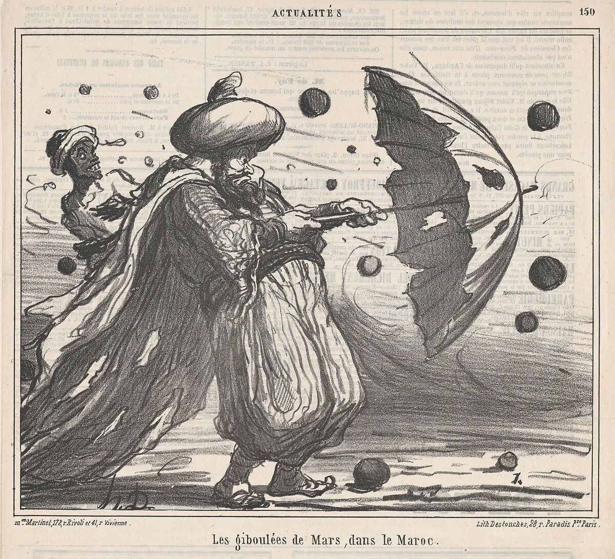 Sudden showers in March, in Morocco, from 'News of the Day,' published in Le Charivari, March 16, 1860 — Destouches|Honoré Daumier|Aaron Martinet
