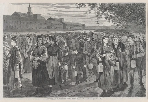 New England Factory Life – "Bell Time" (from "Harper's Weekly," Vol. XII)
