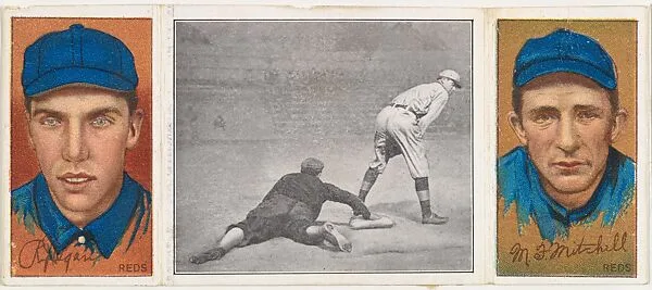 "Chase Gets Ball Too Late," with R. J. Egan and Michael Mitchell, from the series Hassan Triple Folders (T202) — Hassan Cigarettes