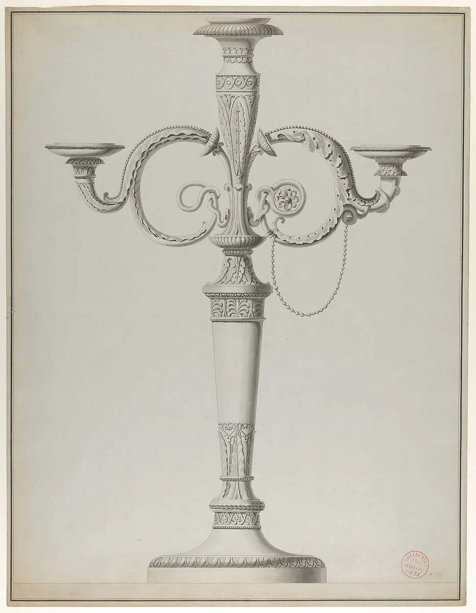 Candelabrum with Alternative Designs for the Arms — Henri Auguste|Jean Guillaume Moitte