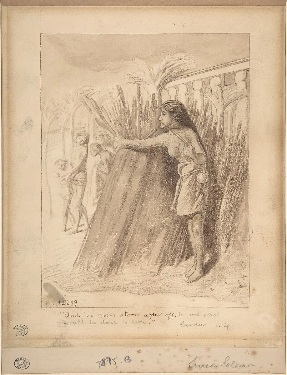 Miriam Watching the Finding of Moses in the Bulrushes — Simeon Solomon