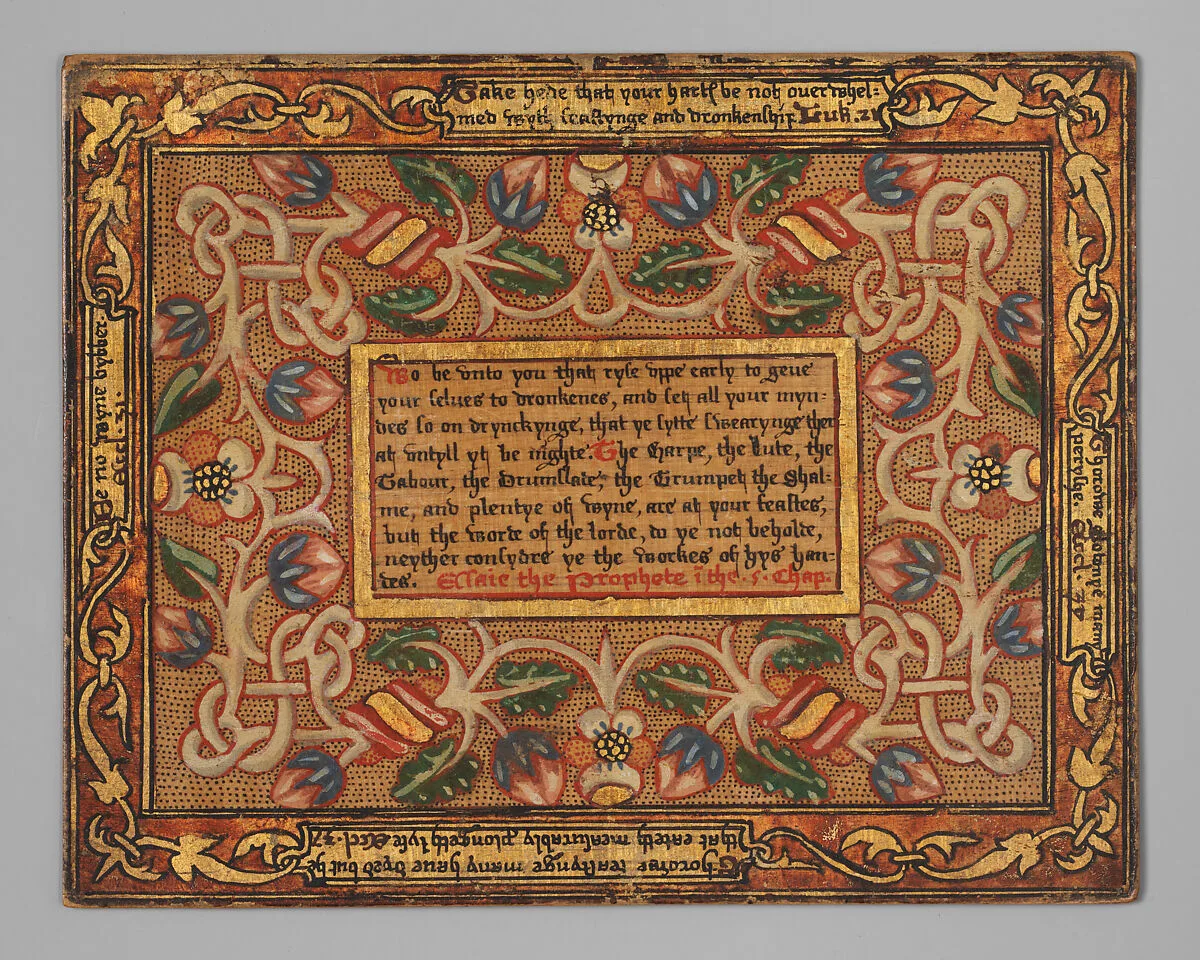Trencher with quotation from The Governance of Virtue (1566) (one of a set) — Unknown