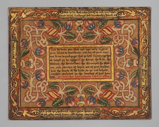 Trencher with quotation from The Governance of Virtue (1566) (one of a set)