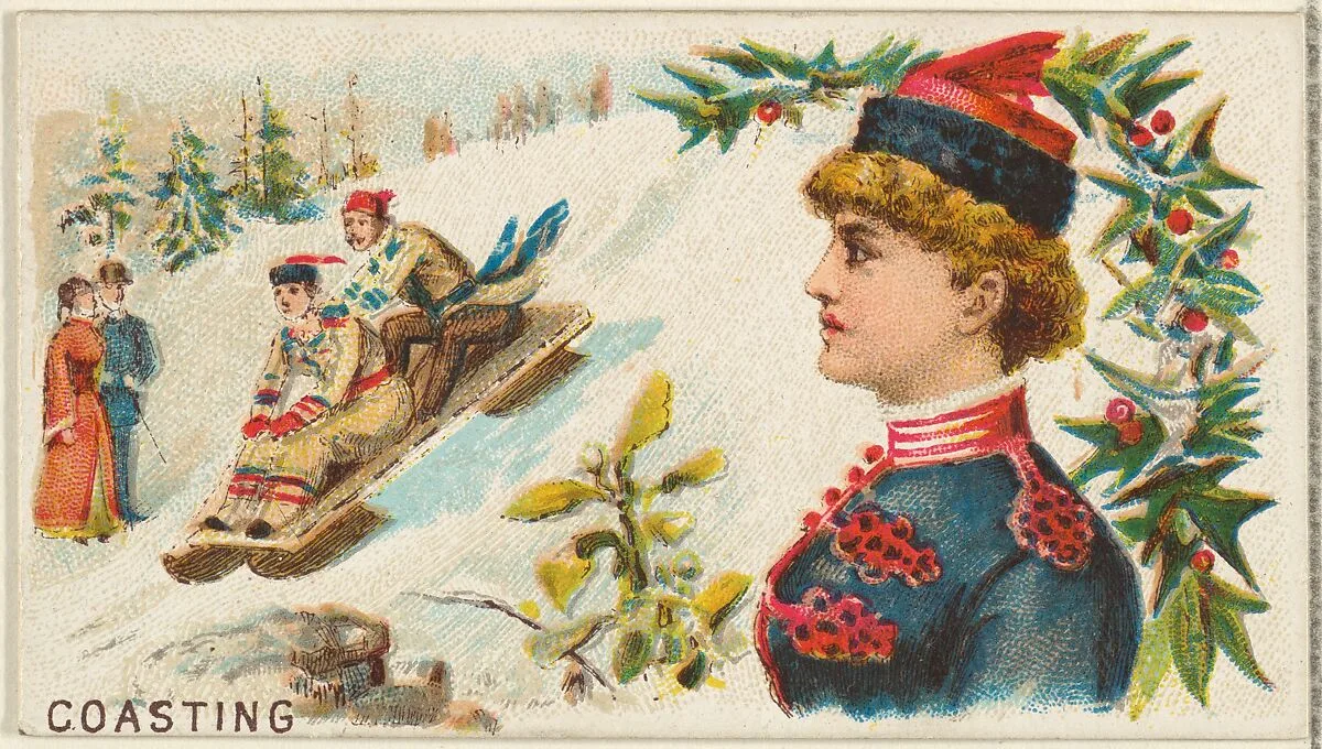 Coasting, from the Games and Sports series (N165) for Old Judge Cigarettes — Goodwin & Company