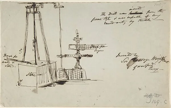 Sketch of a stone drill and saw — Sir George Wright