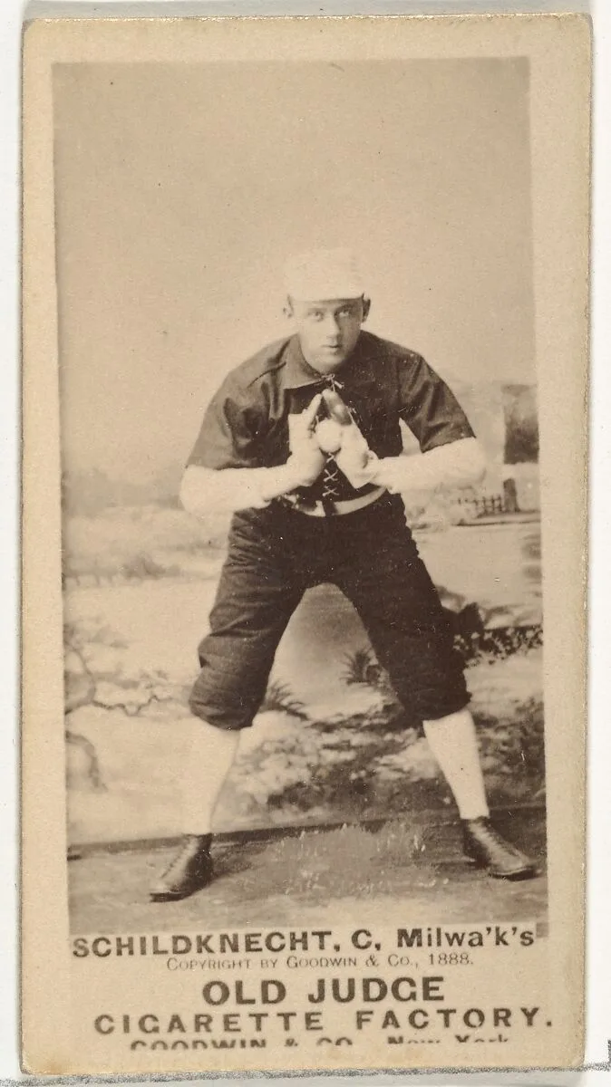 Schildknecht, Catcher, Milwaukee, from the Old Judge series (N172) for Old Judge Cigarettes — Goodwin & Company