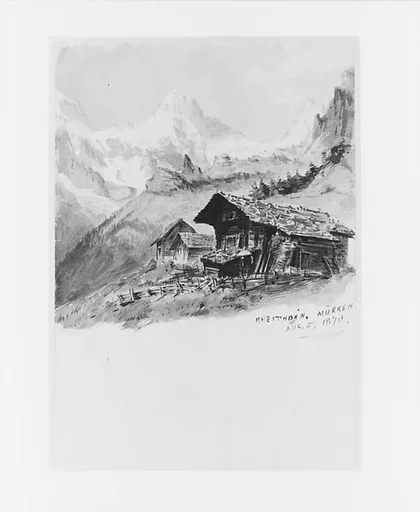 Chalets, Breithorn, Mürren (from "Splendid Mountain Watercolours" Sketchbook), Recto