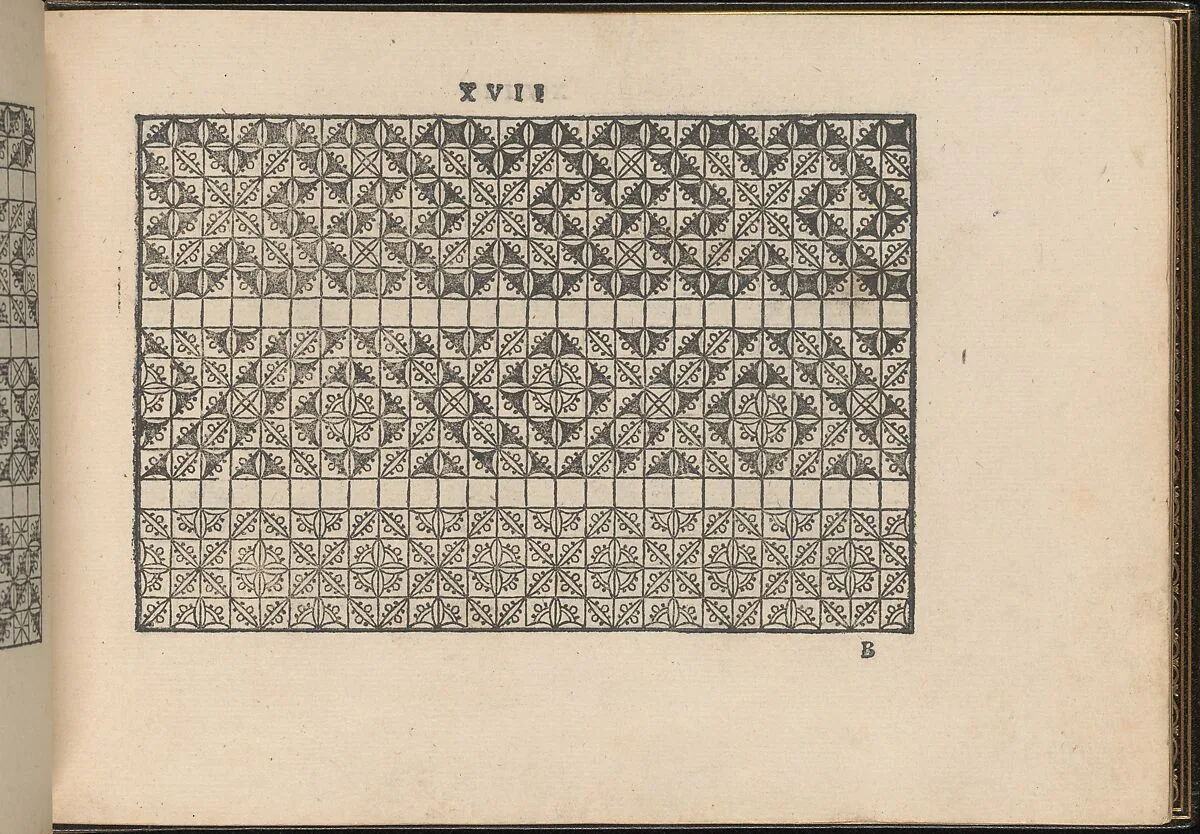 La Vera Perfettione del Disegno di varie sorti di recami, page 9 (recto) — Giovanni Ostaus|Giuseppe Salviati (Giuseppe Porta, called Il Salviati)