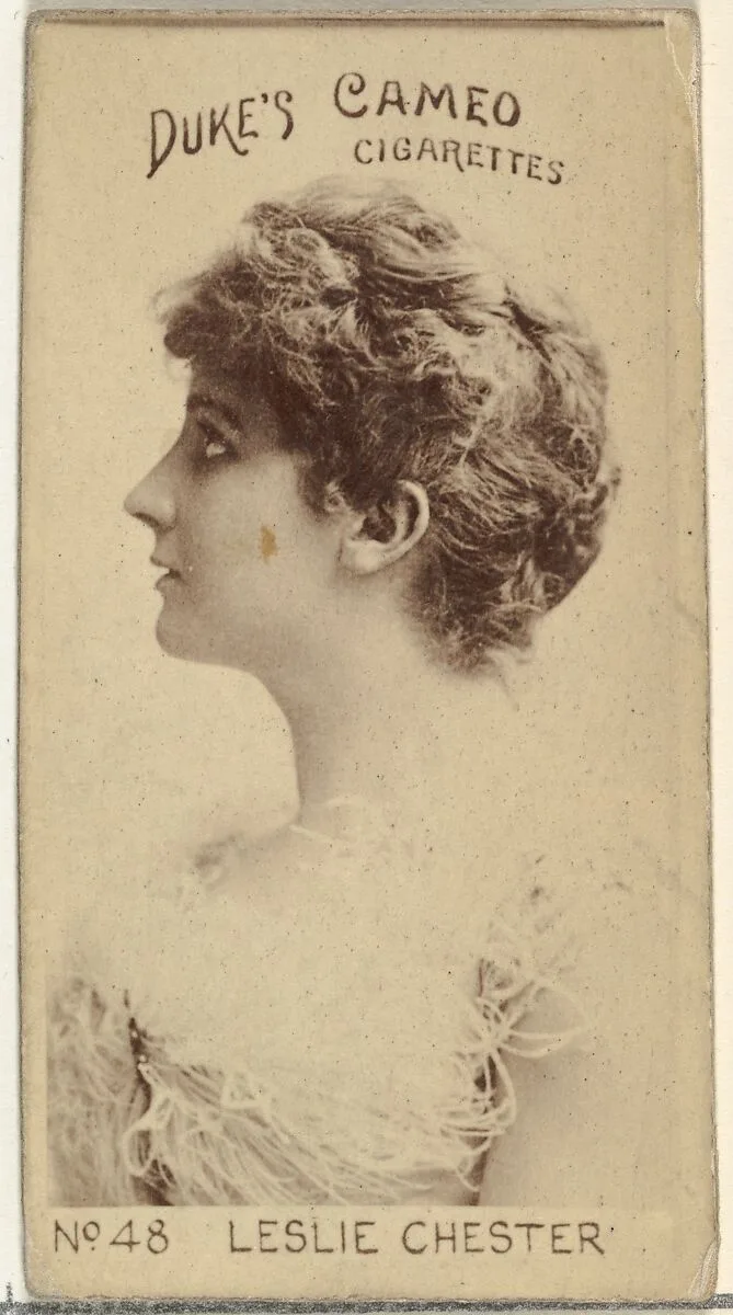Card Number 48, Leslie Chester, from the Actors and Actresses series (N145-4) issued by Duke Sons & Co. to promote Cameo Cigarettes — W. Duke, Sons & Co.