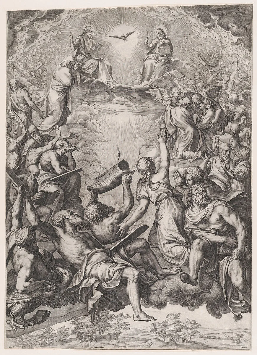 The Adoration of the Trinity — Cornelis Cort|Titian (Tiziano Vecellio)