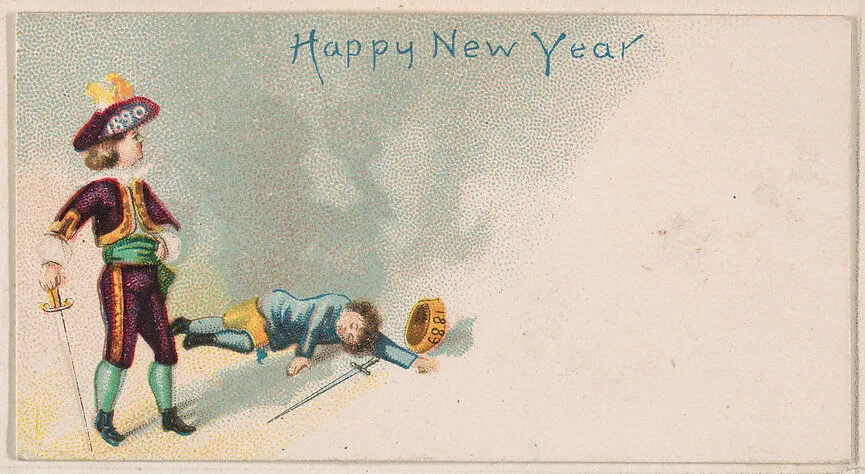 Happy New Year, from the New Years 1890 series (N227) issued by Kinney Bros. — Kinney Brothers Tobacco Company