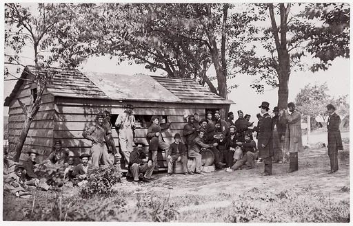 [Group of Union Officers and Soldiers at a Sutler's Store]