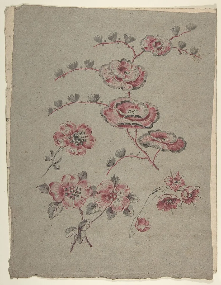 Pink Flower Pattern — Anonymous, French, 19th century