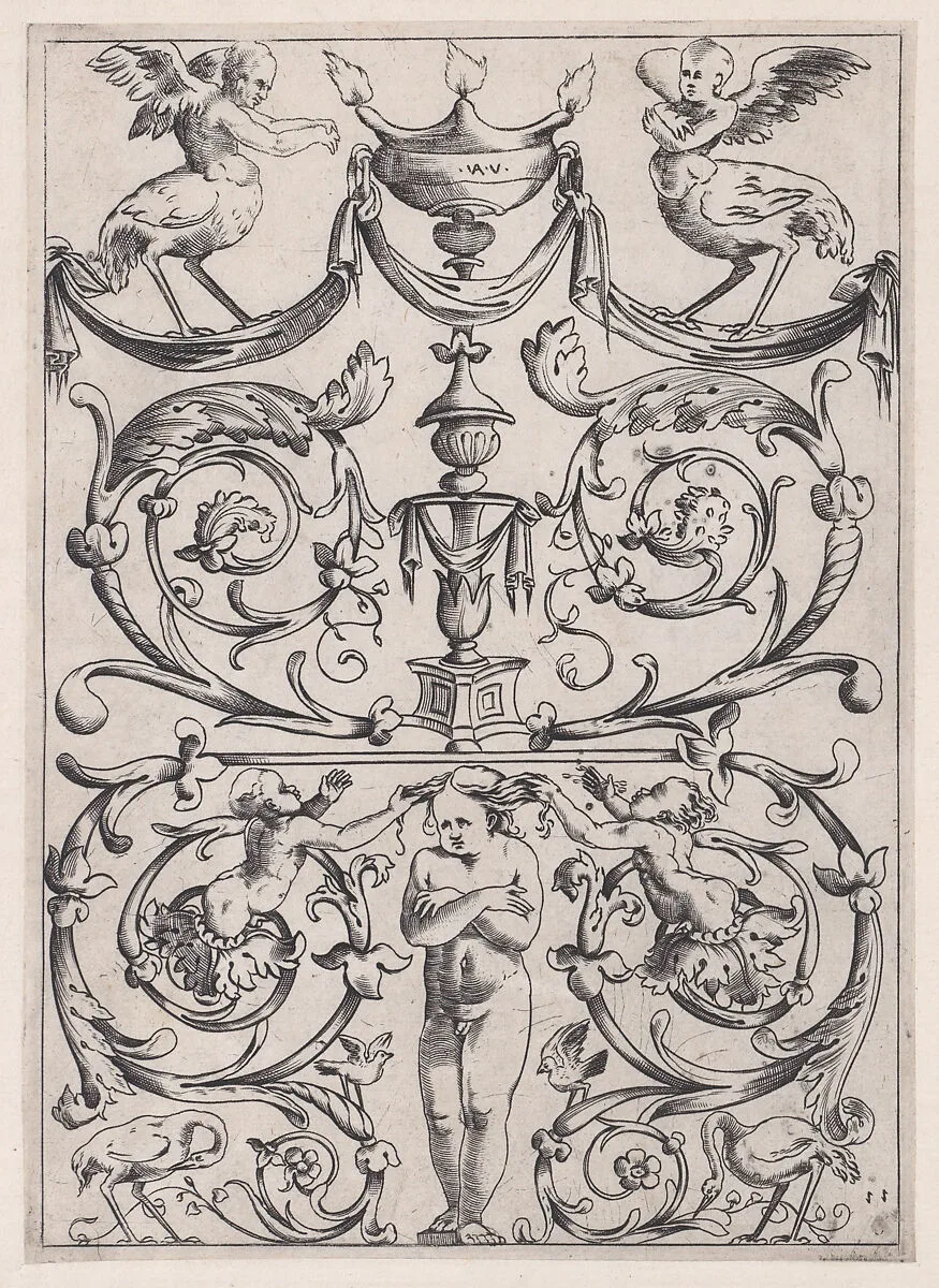 Ornamental Panel — Agostino Veneziano (Agostino dei Musi)|Raphael (Raffaello Sanzio or Santi)|Giovanni da Udine (Giovanni dei Ricamatori)