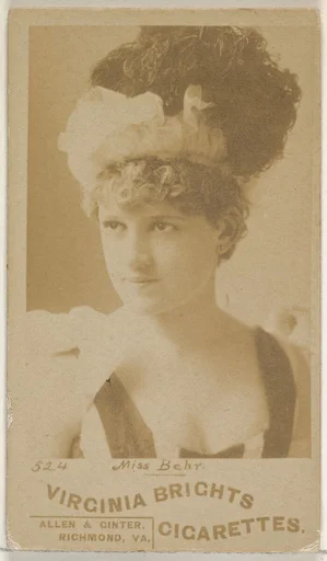 Card 524, Miss Behr, from the Actors and Actresses series (N45, Type 6) for Virginia Brights Cigarettes