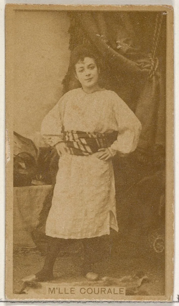 M'lle Couralet, from the Actors and Actresses series (N45, Type 8) for Virginia Brights Cigarettes — Allen & Ginter
