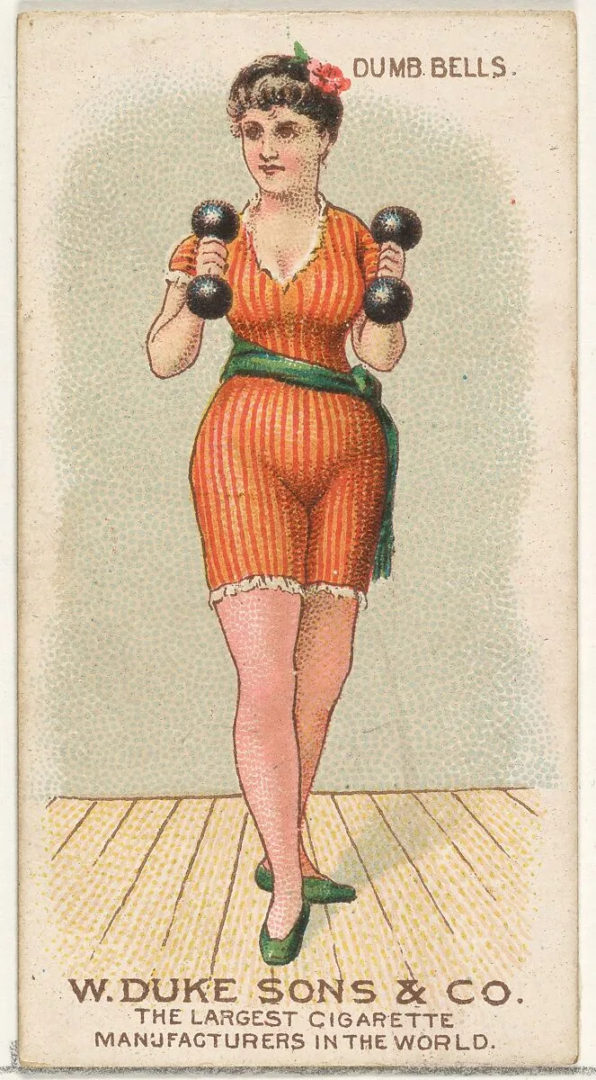 Dumb Bells, from the Gymnastic Exercises series (N77) for Duke brand cigarettes — W. Duke, Sons & Co.