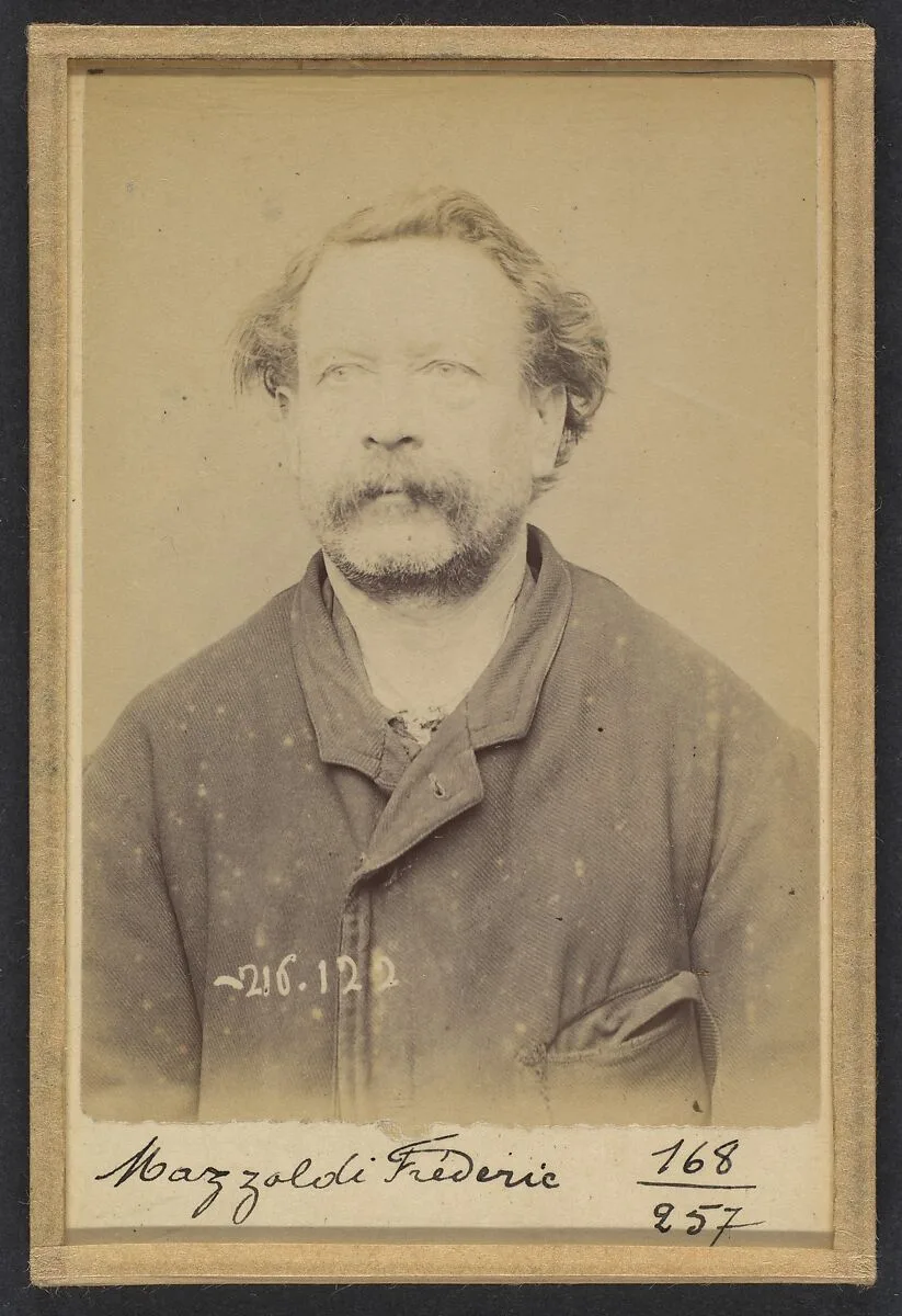 Mazoldi. Frédéric, Jean-Baptiste. 54 ans, né à Bicroz (Autriche). Ferblantier. Anarchiste. 23/3/94. — Alphonse Bertillon