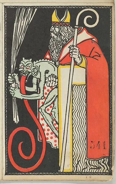 St. Nicholas and Krampus Card — Unknown|Wiener Werkstätte
