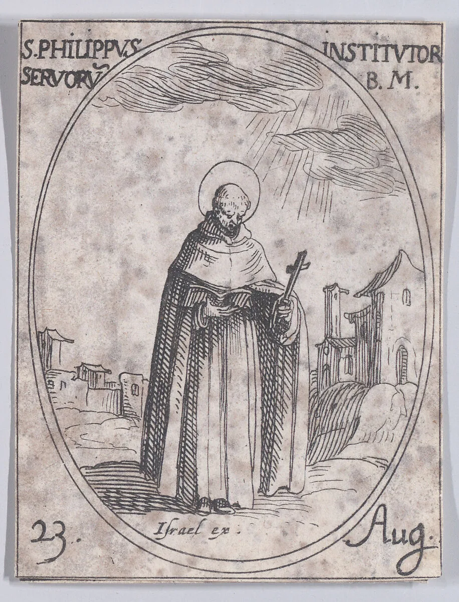 S. Philippe, Fondateur de l'Ordre des Servites (St. Philip Benizi, Founder of the Servite Order), August 23rd, from "Les Images De Tous Les Saincts et Saintes de L'Année" (Images of All of the Saints and Religious Events of the Year) — Jacques Callot|Israël Henriet
