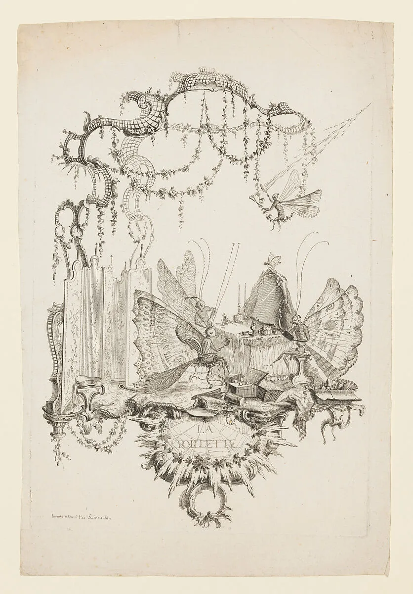 The Toilet (La Toilette), from Essai de Papilloneries Humaines par Saint Aubin — Charles Germain de Saint-Aubin